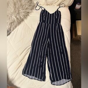 XS Kendall & Kylie Navy blue with white stripes jumpsuit